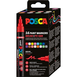 Μαρκαδόροι Σχεδίου Uni Posca PC-5BR Βasic Colors Medium με πάχος μύτης 1-4mm - 16 τεμάχια PC-5BR 16P