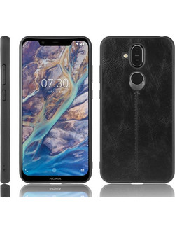 Θήκη για Nokia 8.1/Nokia X7 ανθεκτική στις κρούσεις, με σχέδιο αγελάδας ραμμένο, από PC + PU + TPU (Μαύρο) (OEM)