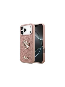 Guess iPhone 17 Pro - Fixed Glitter Big 4G - Σκληρή Θήκη με Πλαίσιο Σιλικόνης - pink