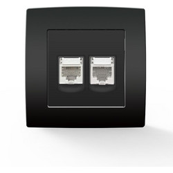 Πρίζα τηλεφώνου RJ11 + πρίζα υπολογιστή RJ45 CITY, ανθρακί - 193731