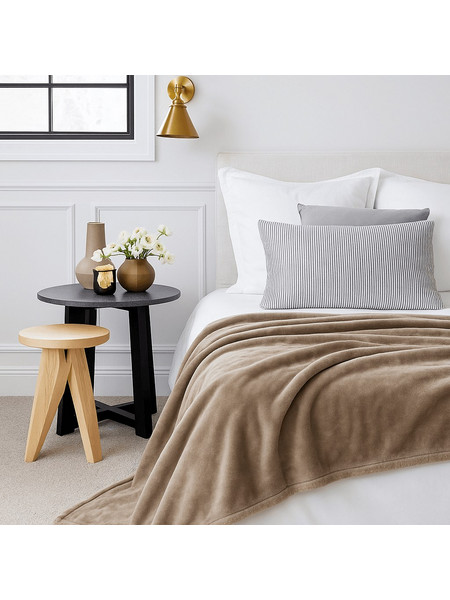 Κουβέρτα Βελουτέ 2835 Beige Astron Υπέρδιπλo 220x240cm Πολυέστερ