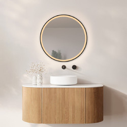 Mirrors & More Diana Round Στρογγυλός Καθρέπτης Μπάνιου LED Μαύρος O60 & O80 1980302