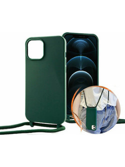 Θήκη με Κορδόνι - Back Case Silicone iPhone 11 Pro Σκούρο Πράσινο