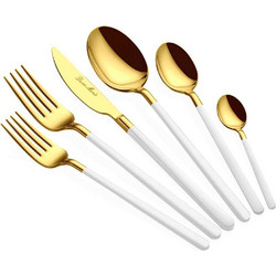 Μαχαιροπίρουνα Allegra (Σετ 36Τμχ) 645DRM1225 Gold-White Hermia 36 τμχ Ανοξείδωτο Ατσάλι
