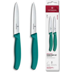 Σετ Μαχαίρια Victorinox Swiss Classic Paring Straight & Wavy Edge 10cm 2τμχ Πράσινο 6.7794.2C1