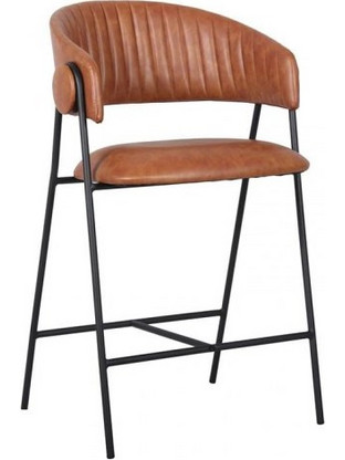 ΕΜ7101,1 ALFRED Σκαμπό BAR Μέταλλο Βαφή Μαύρο, PU Camel 1 pack / 2 pcs 60x56x66/96cm