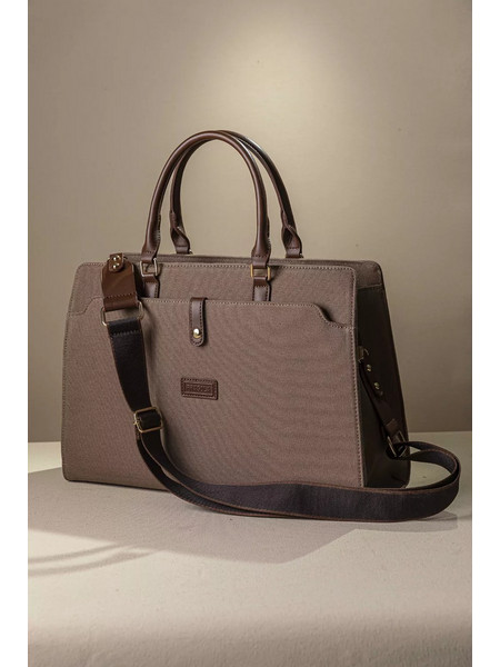 Επαγγελματική Υφασμάτινη Τσάντα Dark beige 40x13.5x27 Dark beige