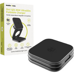 Mobile Origin PW36 3in1 Ασύρματος Φορτιστής Qi2 Pad με Θύρα USB-C 25W Black