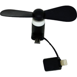 Micro USB Mini Fan Ancus Μαύρο με επιπλέον Κονέκτορα Lightning