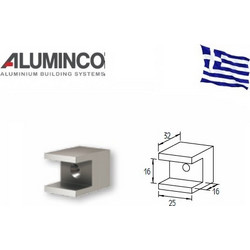 Σύνδεσμος κολώνας F50 102/106 Με προφίλ F50-302 Aluminco 4245 σε χρώμα 9005 ΜΑΤ
