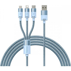 Καλώδιο Baseus USB 3σε1 StarSpeed Series. USB-C + MicroUSB + Lightning 1.2m Γαλάζιο