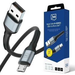 3MK Regular USB 2.0 to micro USB Cable Μαύρο 3m 1τμχ