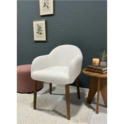 Stewe Home Πολυθρόνα με Υποπόδιο Λευκή STE-026755-V58355