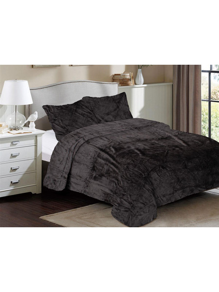 Κουβέρτα Coral Fleece Solid 08 160X220 Grey-Black 100% Polyester Dimcol
