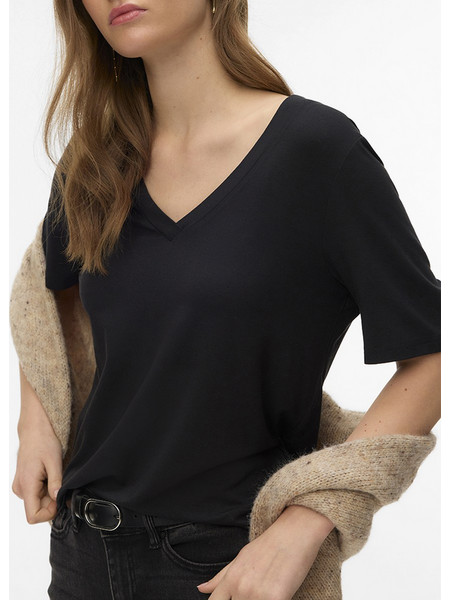 AWARE BY VERO MODA AWRITA SS V-NECK T-SHIRT NOOS 10328539-BLACK Black