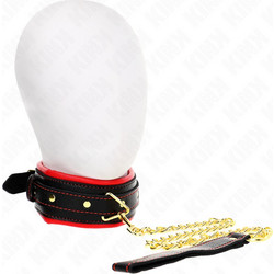 Kink Necklace with Sponge Imitation Leather Strap Model 2 Red Black