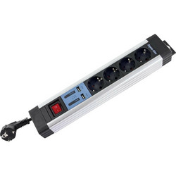 REV Πολύπριζο 4 Θέσεων με 2 USB-A, Διακόπτη και Καλώδιο 2.2m 0014438713