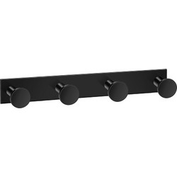Sanco Bath Robe Hook & Door Stop Τετραπλό άγκιστρο Μαύρο ματ 00684-Μ116