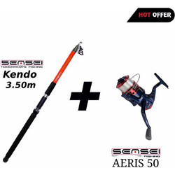 Sensei Kendo + Sensei Edna 50 Σετ Καλάμι Ψαρέματος για Casting / Surf Casting Τηλεσκοπικό 3.5m με Μηχανισμό