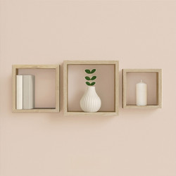 Σετ Ράφια Τοίχου Cubes Homea - Light Oak- 3 τεμάχια 6RAN789CC