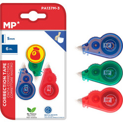 MP σετ διορθωτική ταινία PA137M-3, 5mm x 6m, μπλε/πράσινη/κόκκινη, 3τμχ
