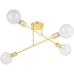 POWERTECH φωτιστικό οροφής HLL-0150, 4x E27, μεταλλικό, χρυσό