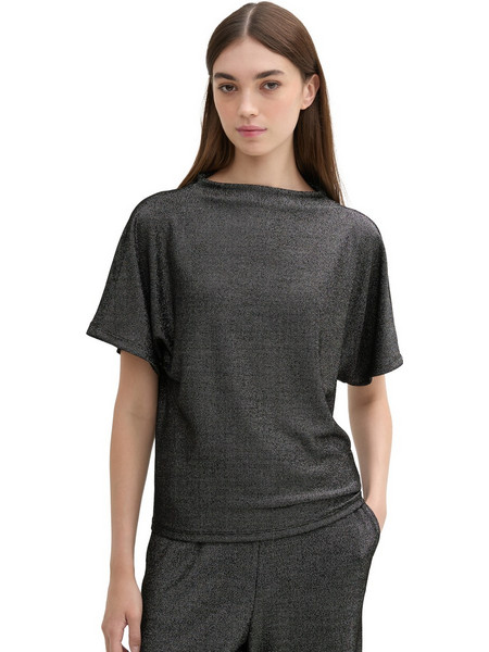 TOM TAILOR BATWING LUREX ΜΠΛΟΥΖΑ ΓΥΝΑΙΚΕΙΑ 1044445-34029 (34029/BLACK GLITTER)
