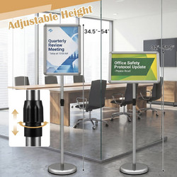 Costway Βάση Σήμανσης Ρυθμιζόμενου Ύψους 11 x 17" με Ανοιγόμενο Πλαίσιο - Ασημί 137,2 x 25,4 x 25,4 cm JV14387SV