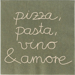 Χαρτοπετσέτα Pizza, Pasta, Vino (Σετ 20Τμχ) RD0018741 33x33cm Olive-Beige Raeder Χαρτί