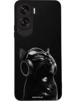 Sonique Men's Edition Θήκη (Honor 90 Lite 5G) Black με Σχέδιο «Audio Kitten»