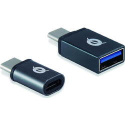Conceptronic Μετατροπέας USB-C / micro USB male σε USB-C / micro USB female Γκρι 1τμχ DONN04G