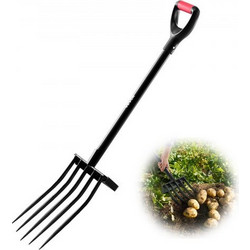 VEVOR Garden Fork, Pitchfork Gardening 5-Tine with Metal Handle, 41 in Heavy Duty Digging Fork with Y Grip, Forged Steel Spading Fork for Hay Potato Composting Transplanting Aeration