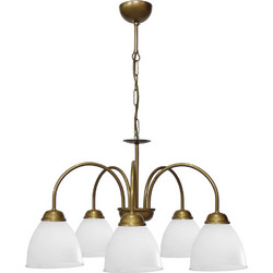 Heronia Lighting Bella 5L-Ovo Κρεμαστό Φωτιστικό Gold Mat White