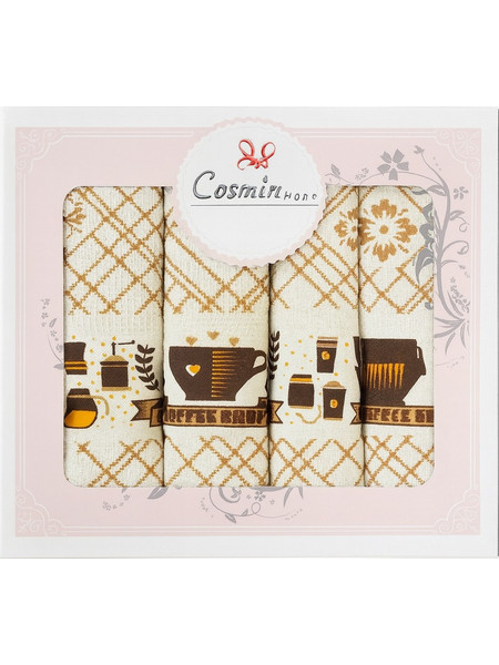 Σετ Ποτηρόπανα 4 Τεμαχίων 40x60 Cosmin Ecrou Cup & Cozy Set