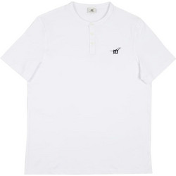 HENRY COTTONS T-SHIRT JERSEY ΛΑΙΜΟΚΟΨΗ ΜΕ 3 ΚΟΥΜΠΙΑ 100%ΒΑΜΒΑΚΙ ΚΑΙ ΚΕΝΤΗΜΕΝΟ LOGO ΕΜΠΡΟΣ ΚΑΝΟΝΙΚΗ ΓΡΑΜΜΗ