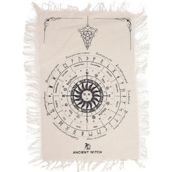 Ancient Witch Pendulum Divination Cloth - Sun Face - Natural & Black