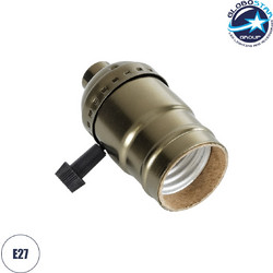GLOBOSTAR(R) LAMPHOLDER 78964 Ντουί E27 με Διακόπτη On/Off IP20 Μπρούτζινο - Μ5.5 x Π3.6 x Υ7cm