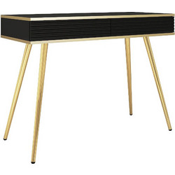 Κονσόλα Oro MDF ανθρακί με χρυσά πόδια 102x80x50cm