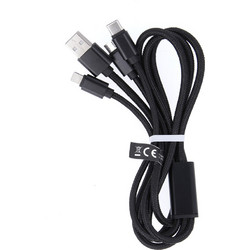 Maxlife Καλώδιο 3 σε 1 USB - Lightning + USB-C + microUSB 1,0m 2,1A μαύρο νάιλον