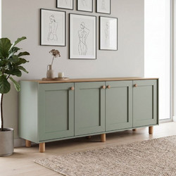 Μπουφές Bohemian Megapap χρώμα πράσινο - φυσικό οξιάς 180x40x75εκ
