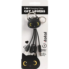 Μπρέλοκ Καλώδιο Φόρτισης 3in1 ITotal | Black Kitty | XL2742