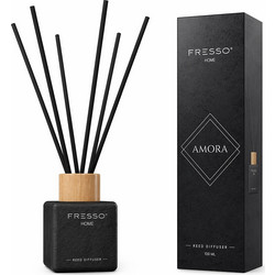 Fresso - Αρωματικό Χώρου με Στικ Amora 100 ml Premium Home Reed Diffuser με FlowScent, Μαύρο Γυάλινο Μπουκάλι και Μαύρα