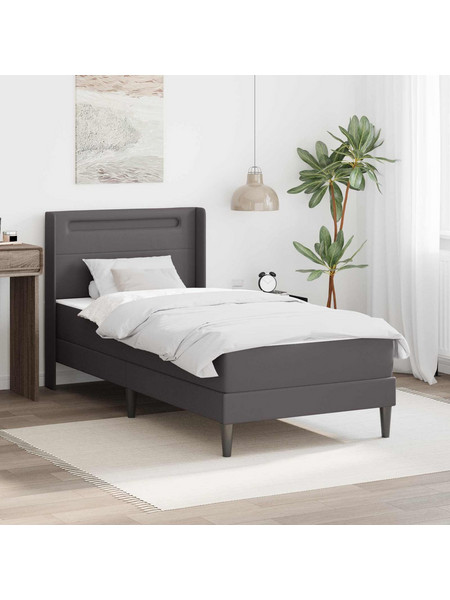 vidaXL Σκελετός κρεβατιού με στρώμα Γκρι 100 x 200 cm Τεχνητό Δέρμα
