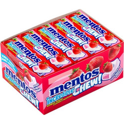 Mentos Incredible Chew Strawberry Καραμέλες 45gr Συσκευασία 20 Τεμαχίων