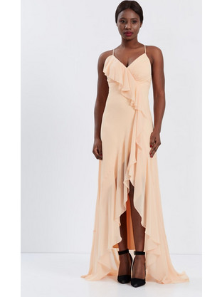 Lace Maxi Φόρεμα Σομόν / Ροδακινί