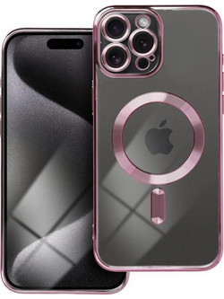 Forcell iPhone 13 Pro MagSafe Electro Θήκη Με Πλαίσιο Σιλικόνης Διάφανη - Rose Gold