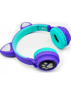 Andowl Cat Ear Q-EM3 Ενσύρματα & Ασύρματα Bluetooth Ακουστικά On Ear Μωβ