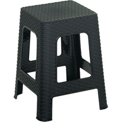 Σκαμπό Rattan Τετράγωνο Πλαστικό 36x36x45 εκ. σε μαύρο χρώμα