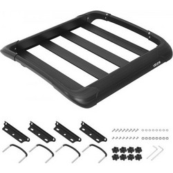 VEVOR Roof Rack Cargo Basket, 965 x 965 x 142 mm, Universal Heavy Duty Roof Top Carrier Basket, 68.04 kg Capacity, All-Weather Car Top Luggage Holder, Fit Crossbars up to 3.54 x 1.97 in, for SUV Truck