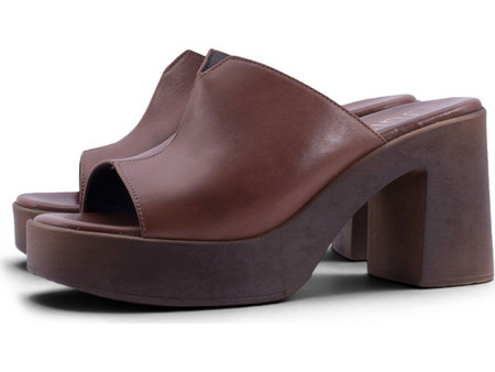 125 Juliet Γυναικεία Δερμάτινα Mules ΚΑΦΕ